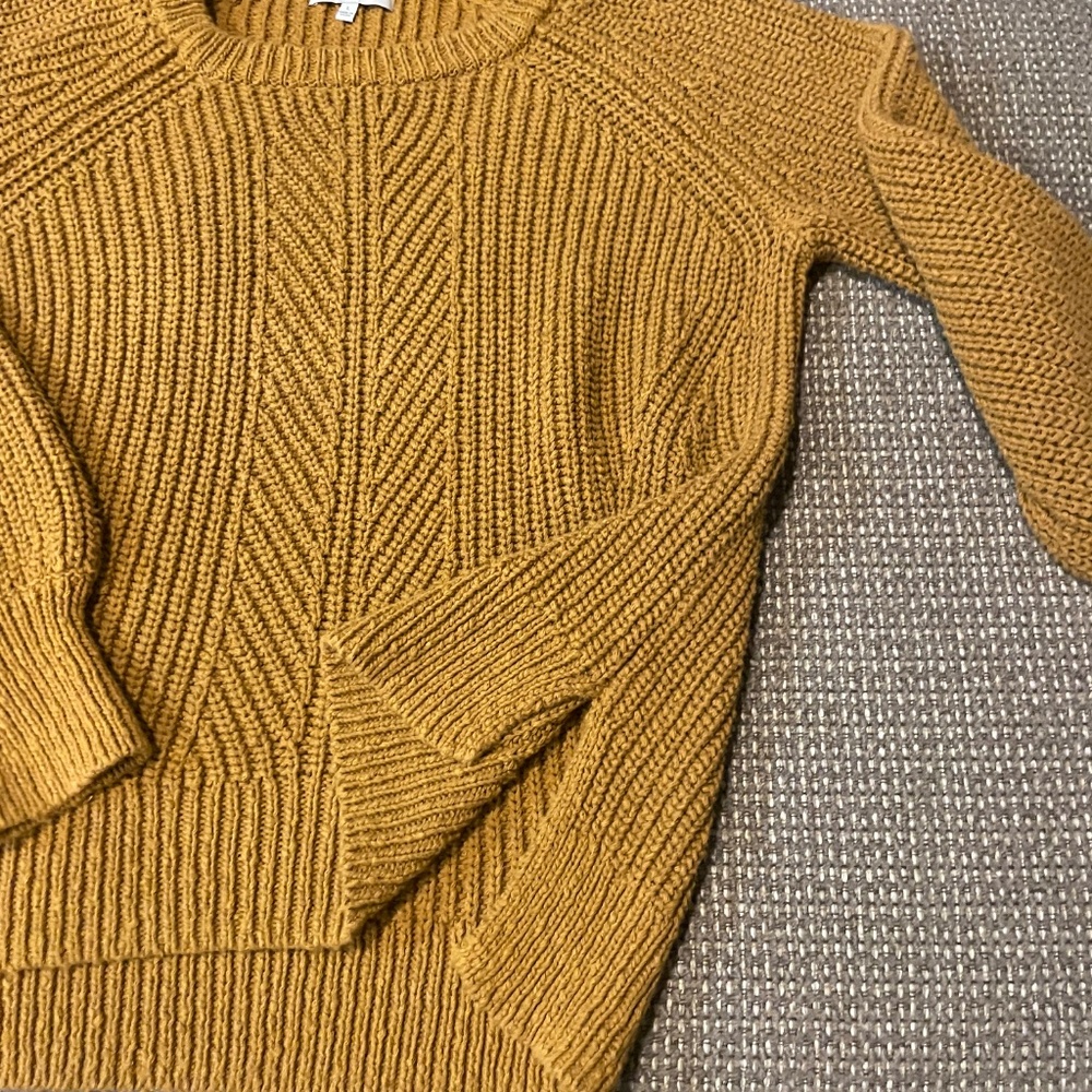 SOLD!! Madewell Burnt Orange Cotton Balloon Sleeve Pullover Sweater Size Large - Picture 3 of 5